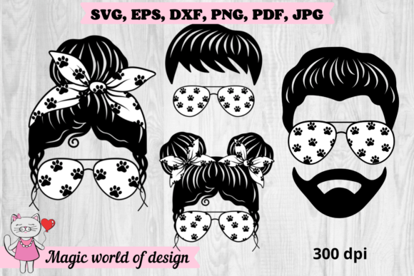 Dog Paw Family Bundle: Graphics for Crafts