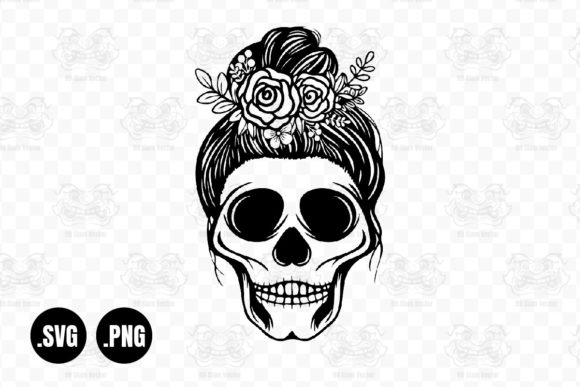 Messy Bun Skull SVG: Bold Graphics for Crafts